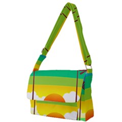 Seaside Sunrise Colorful Ocean Sea Full Print Messenger Bag by Simbadda