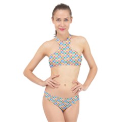 Seamless Pattern Background Abstract High Neck Bikini Set by Simbadda