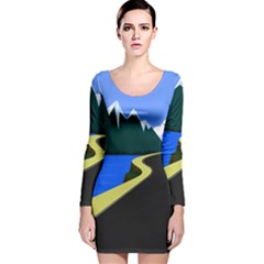 Air Pollution Retro Vintage Long Sleeve Velvet Bodycon Dress by Simbadda