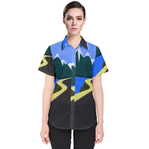 Air Pollution Retro Vintage Women s Short Sleeve Shirt by Simbadda