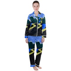 Air Pollution Retro Vintage Satin Long Sleeve Pyjamas Set