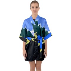 Air Pollution Retro Vintage Quarter Sleeve Kimono Robe by Simbadda