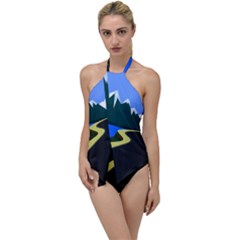 Air Pollution Retro Vintage Go With The Flow One Piece Swimsuit by Simbadda