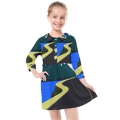 Air Pollution Retro Vintage Kids  Quarter Sleeve Shirt Dress by Simbadda