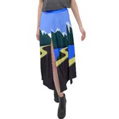 Air Pollution Retro Vintage Velour Split Maxi Skirt