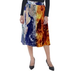 Earth World Globe Universe Space Classic Velour Midi Skirt 