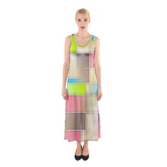 Background Abstract Grid Sleeveless Maxi Dress by Simbadda