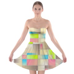 Background Abstract Grid Strapless Bra Top Dress by Simbadda