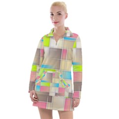 Background Abstract Grid Women s Long Sleeve Casual Dress