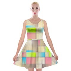 Background Abstract Grid Velvet Skater Dress