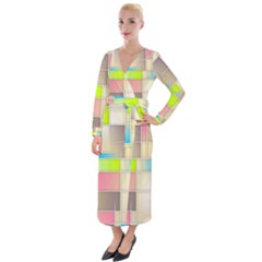 Background Abstract Grid Velvet Maxi Wrap Dress by Simbadda