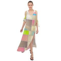 Background Abstract Grid Maxi Chiffon Cover Up Dress by Simbadda