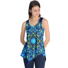 Mandala Blue Abstract Circle Sleeveless Tunic