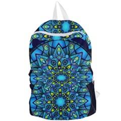 Mandala Blue Abstract Circle Foldable Lightweight Backpack by Simbadda