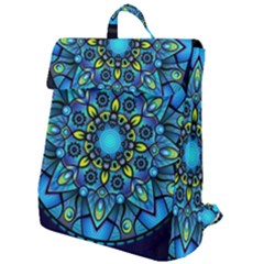 Mandala Blue Abstract Circle Flap Top Backpack