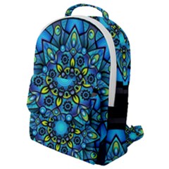 Mandala Blue Abstract Circle Flap Pocket Backpack (small) by Simbadda