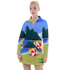 Beach Summer Sea Ocean Water Sand Women s Long Sleeve Casual Dress