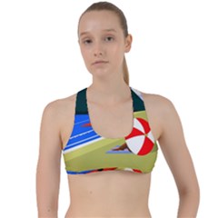 Beach Summer Sea Ocean Water Sand Criss Cross Racerback Sports Bra by Simbadda