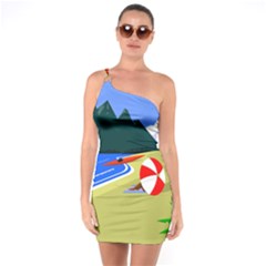 Beach Summer Sea Ocean Water Sand One Soulder Bodycon Dress by Simbadda