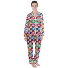 Seamless Pattern Background Abstract Satin Long Sleeve Pyjamas Set