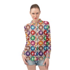 Seamless Pattern Background Abstract Long Sleeve Chiffon Shirt