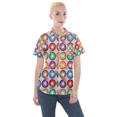 Seamless Pattern Background Abstract Women s Short Sleeve Pocket Shirt