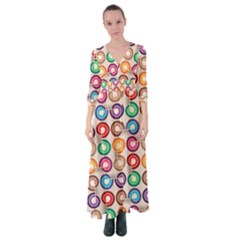 Seamless Pattern Background Abstract Button Up Maxi Dress