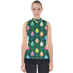 Tulips Seamless Pattern Background Mock Neck Shell Top by Simbadda