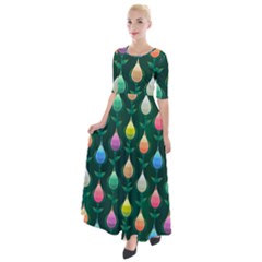 Tulips Seamless Pattern Background Half Sleeves Maxi Dress