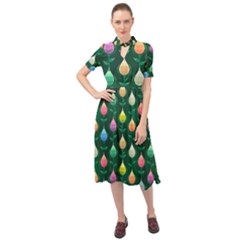 Tulips Seamless Pattern Background Keyhole Neckline Chiffon Dress