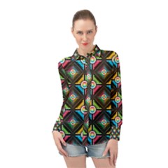 Seamless Pattern Background Abstract Long Sleeve Chiffon Shirt