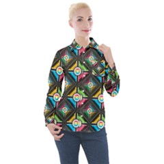 Seamless Pattern Background Abstract Women s Long Sleeve Pocket Shirt