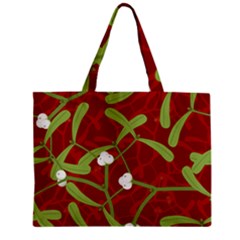 Mistletoe Christmas Texture Advent Zipper Mini Tote Bag by Simbadda