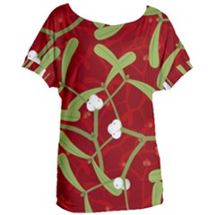 Mistletoe Christmas Texture Advent Women s Oversized Tee by Simbadda