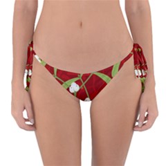 Mistletoe Christmas Texture Advent Reversible Bikini Bottom by Simbadda