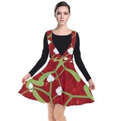 Mistletoe Christmas Texture Advent Plunge Pinafore Dress by Simbadda