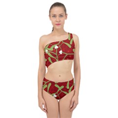 Mistletoe Christmas Texture Advent Spliced Up Two Piece Swimsuit by Simbadda