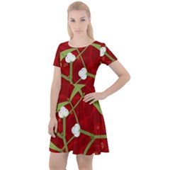 Mistletoe Christmas Texture Advent Cap Sleeve Velour Dress  by Simbadda