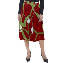 Mistletoe Christmas Texture Advent Classic Velour Midi Skirt 