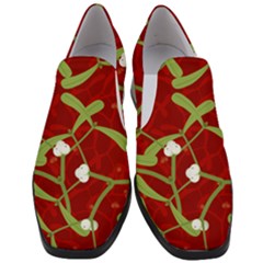 Mistletoe Christmas Texture Advent Women Slip On Heel Loafers by Simbadda