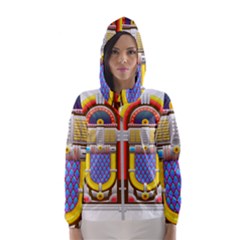 Jukebox Music Record Player Retro Women s Hooded Windbreaker by Simbadda