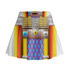 Jukebox Music Record Player Retro Mini Flare Skirt by Simbadda