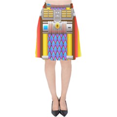 Jukebox Music Record Player Retro Velvet High Waist Skirt by Simbadda