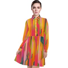 Background Abstract Colorful Long Sleeve Chiffon Shirt Dress