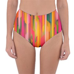 Background Abstract Colorful Reversible High-waist Bikini Bottoms by Simbadda