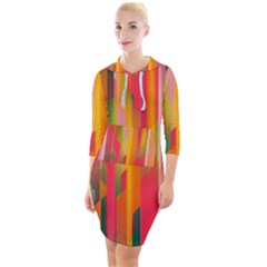 Background Abstract Colorful Quarter Sleeve Hood Bodycon Dress by Simbadda