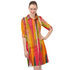 Background Abstract Colorful Long Sleeve Mini Shirt Dress