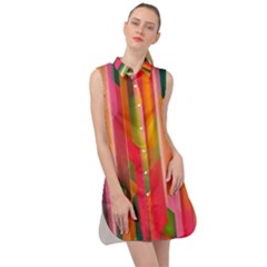 Background Abstract Colorful Sleeveless Shirt Dress