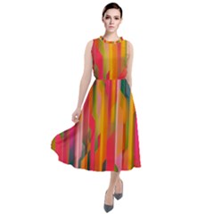 Background Abstract Colorful Round Neck Boho Dress