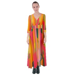 Background Abstract Colorful Button Up Maxi Dress